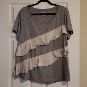 💥Grey ruffled plus size tshirt